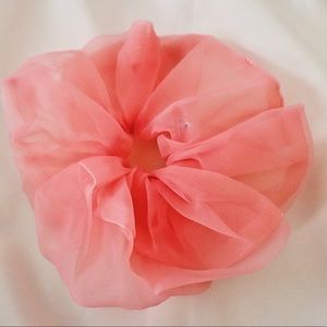 Oversized Organza Scrunchie in Salmon.